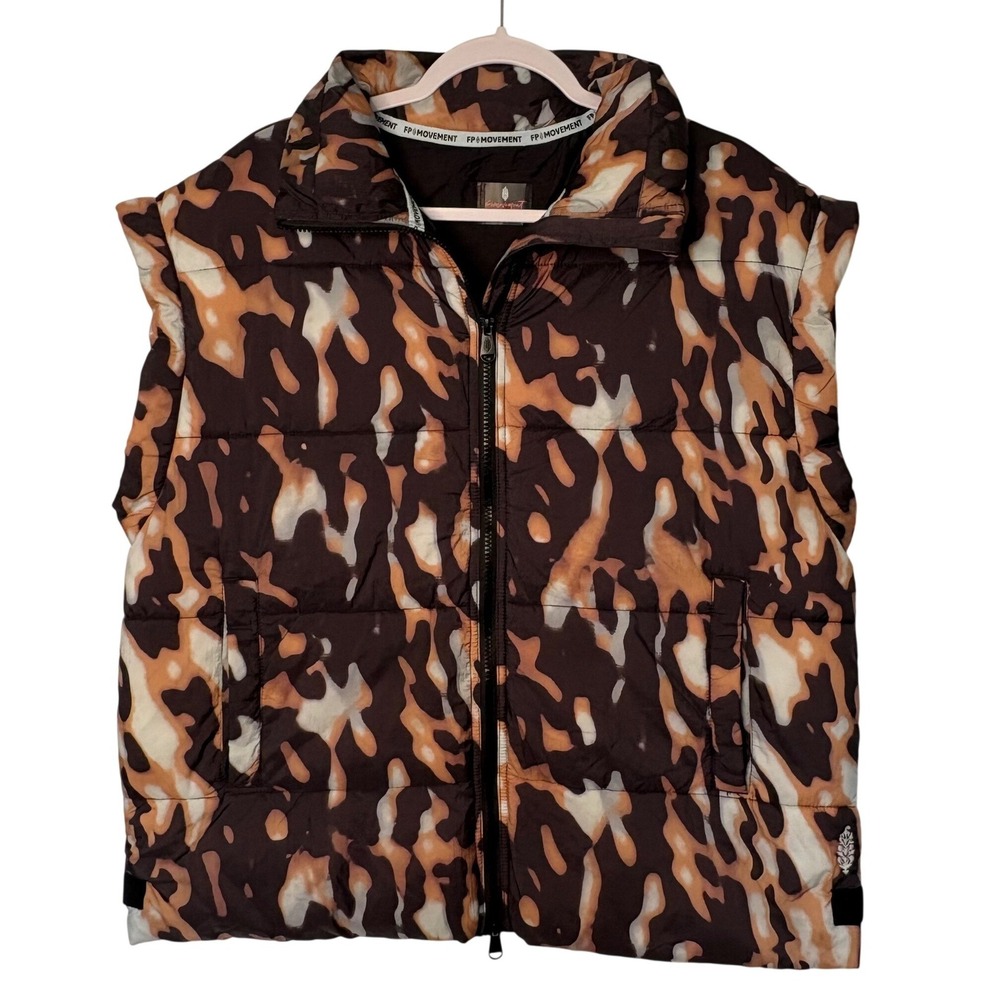 FP Movement Bubble Puffer Vest Tortoise Shell S Gorpcore Streetwear Puff Indie